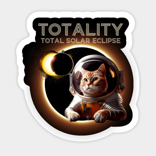 Total Solar Eclipse 2024 Cat Astronaut Sticker by VanArt